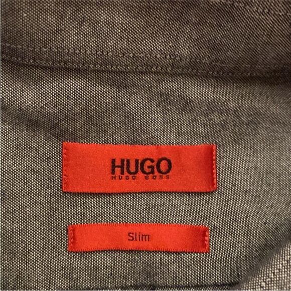 Hugo Boss Gray Casual Button Down Shirt with Long Sleeves, M - Picture 5 of 9